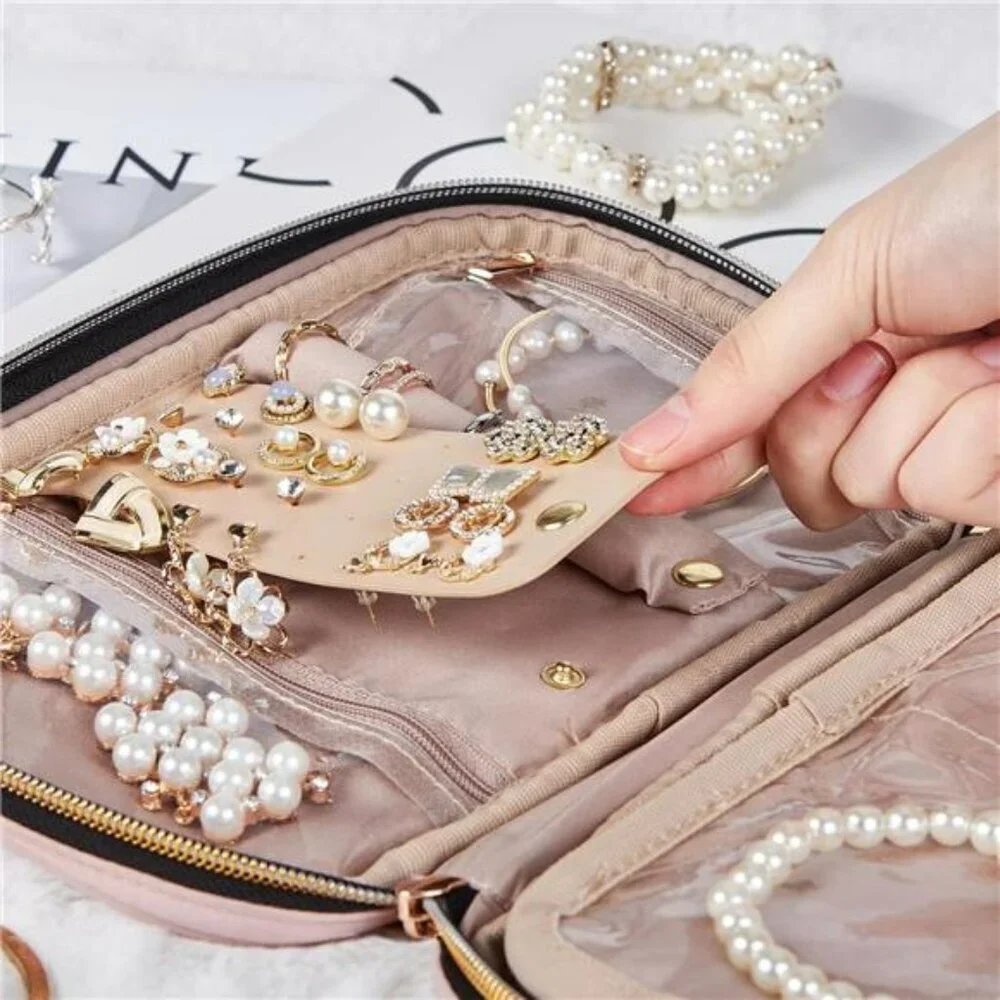 Travel jewelry organizer case storage bag for rings earrings necklaces bracelets